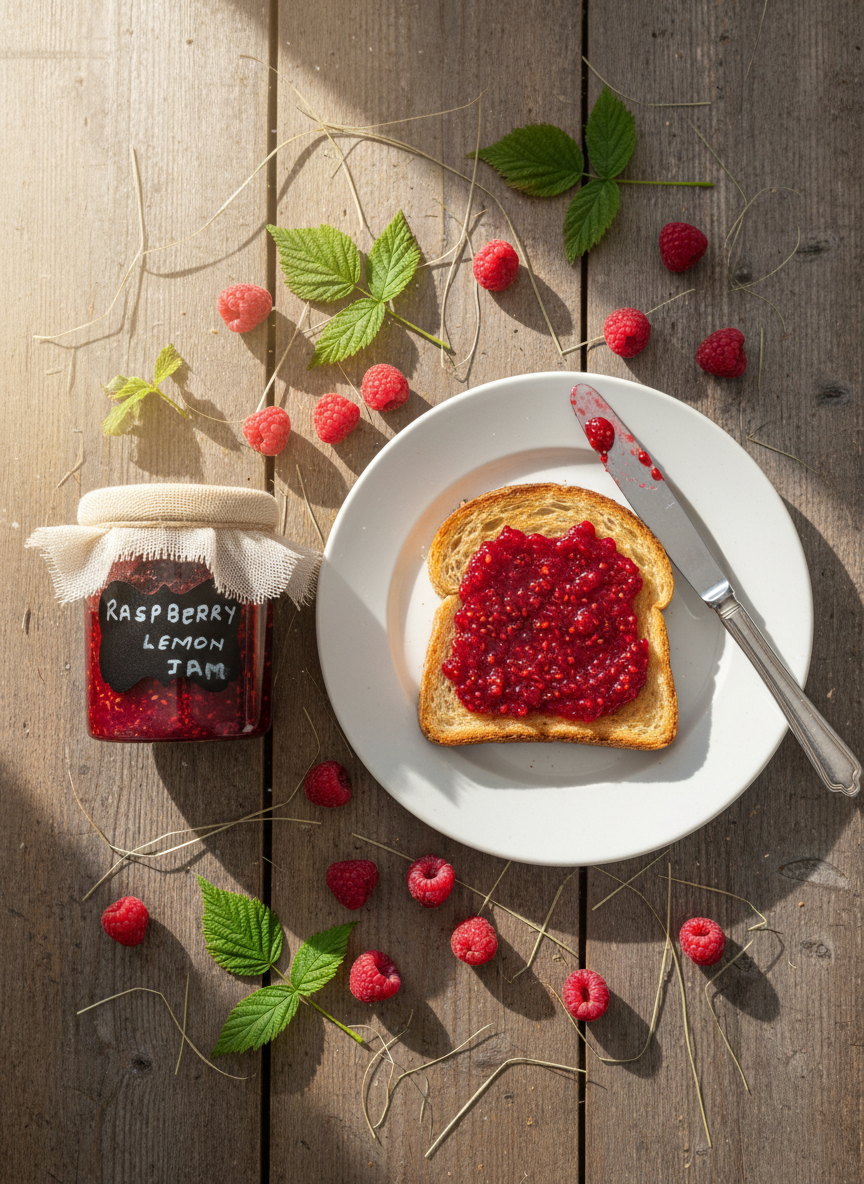 Seasonal / Artisanal Raspberry & Lemon Jam - All-Natural, No Added Sugar